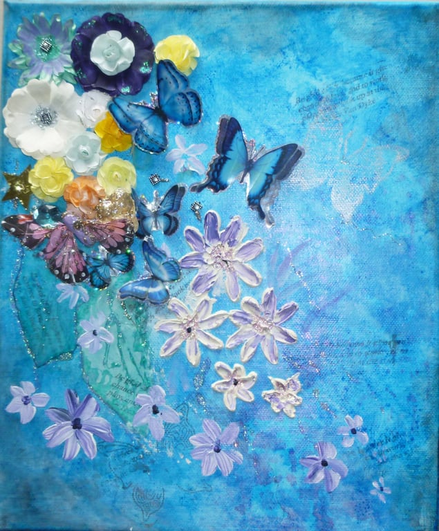 a mixed media collage art painting  ( ref FA 406 K1 )