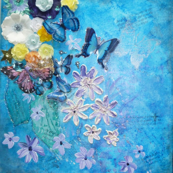 a mixed media collage art painting  ( ref FA 406 K1 )