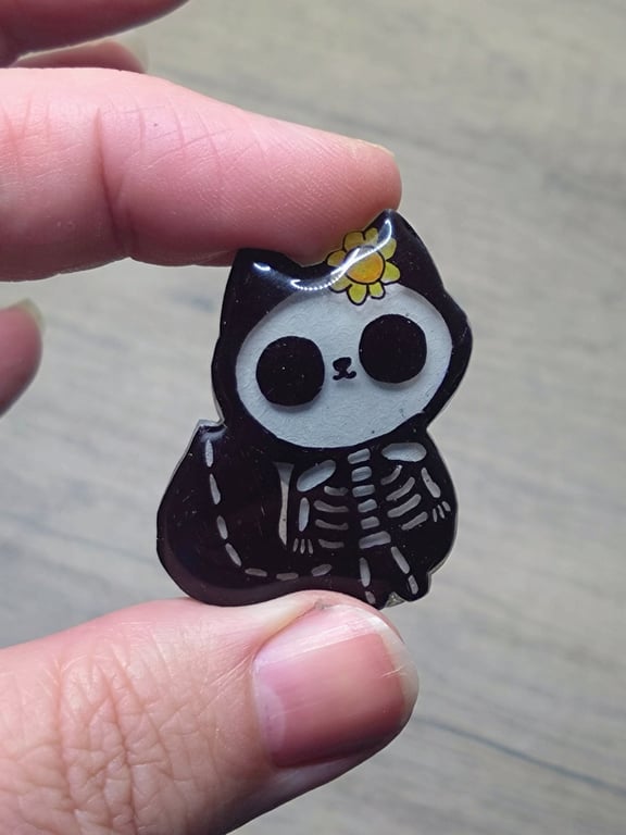 Dead cute skeleton fox badge, creepy cute accessories 
