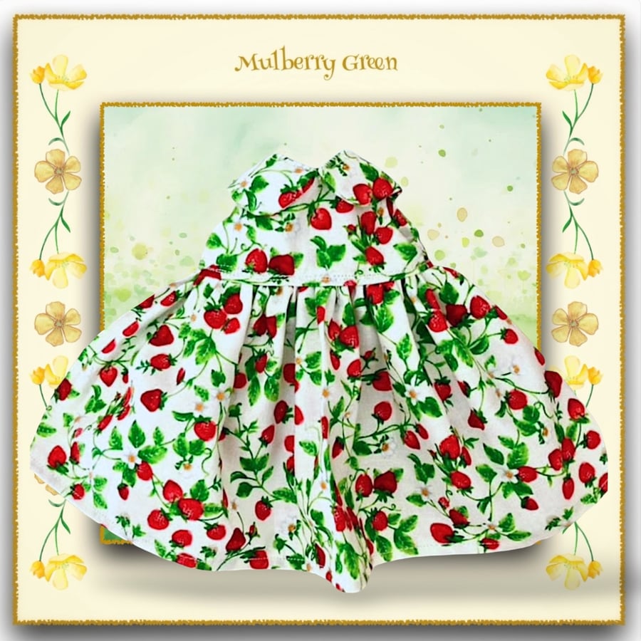 Strawberry Print Dress to fit the Mulberry Green Dolls
