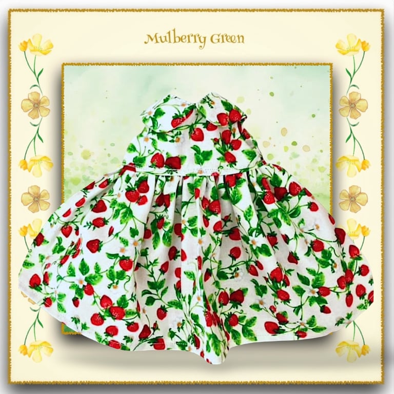 Strawberry Print Dress to fit the Mulberry Green Dolls