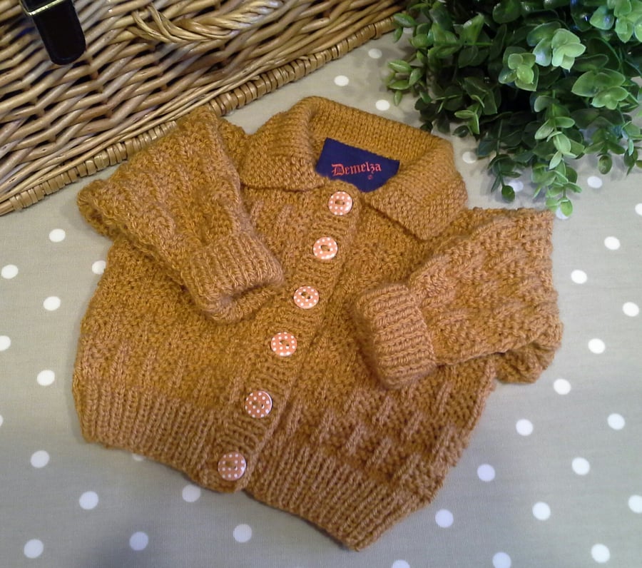 Mustard Coloured Baby Cardigan  3-9 months size