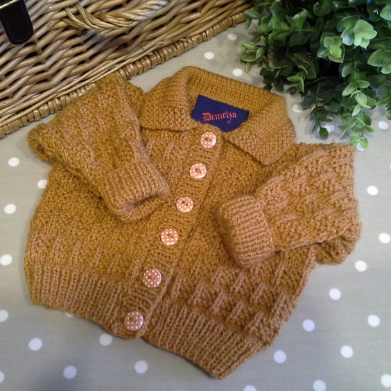 Hand Knitted Baby Cardigan  3-9 months size