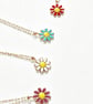 Minimalist Daisy Necklace – Stainless Steel - Red, Lilac, White or Turquoise - Image 2
