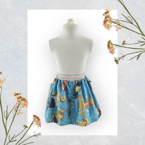 Quirky Simpsons Print Skirt With matching Scrunchie. Age 4-6yrs