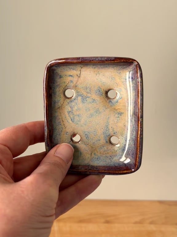 Handmade ceramic soap dish, self draining rectangular soap dish, small soap dish