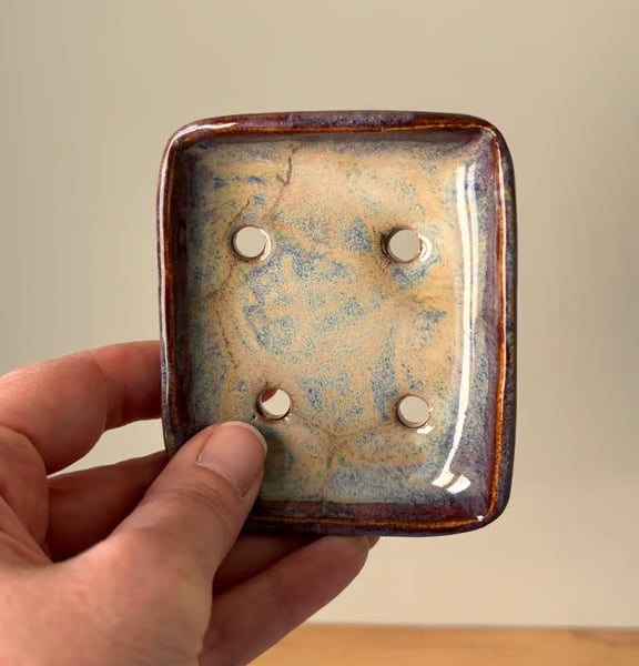 Handmade ceramic soap dish, self draining rectangular soap dish, small soap dish