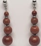Brown Sandstone Graduated Drop Earrings – Stainless Steel Studs Handmade - Image 1
