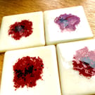 Set of 4 Fused Glass Poppy Coasters
