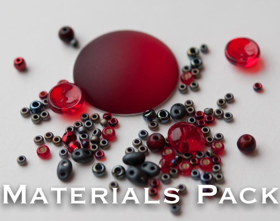 Materials Pack for Kissing Piggies Cabochon Bezel - Ruby & Dark Metals