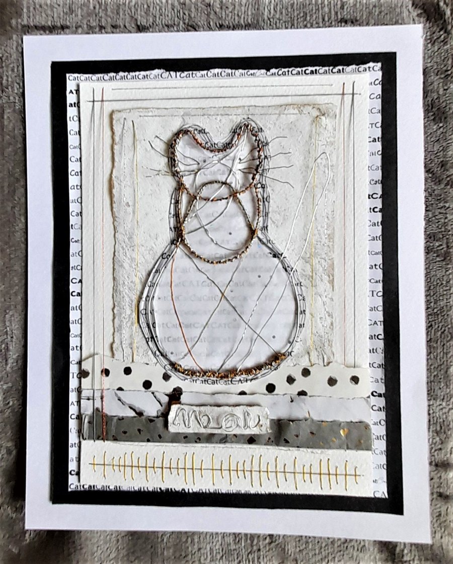 The Trusting Wire Cat. A Handmade Art Picture. Purfect for Cat Lovers!!!