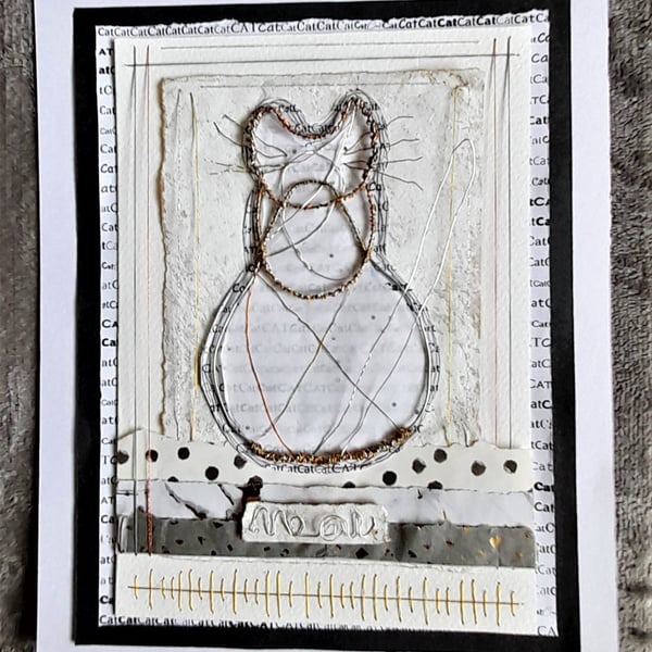 The Trusting Wire Cat. A Handmade Art Picture. Purfect for Cat Lovers!!!