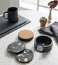 Black & Gold Leaf Eco-Resin Coaster Set - Image 4