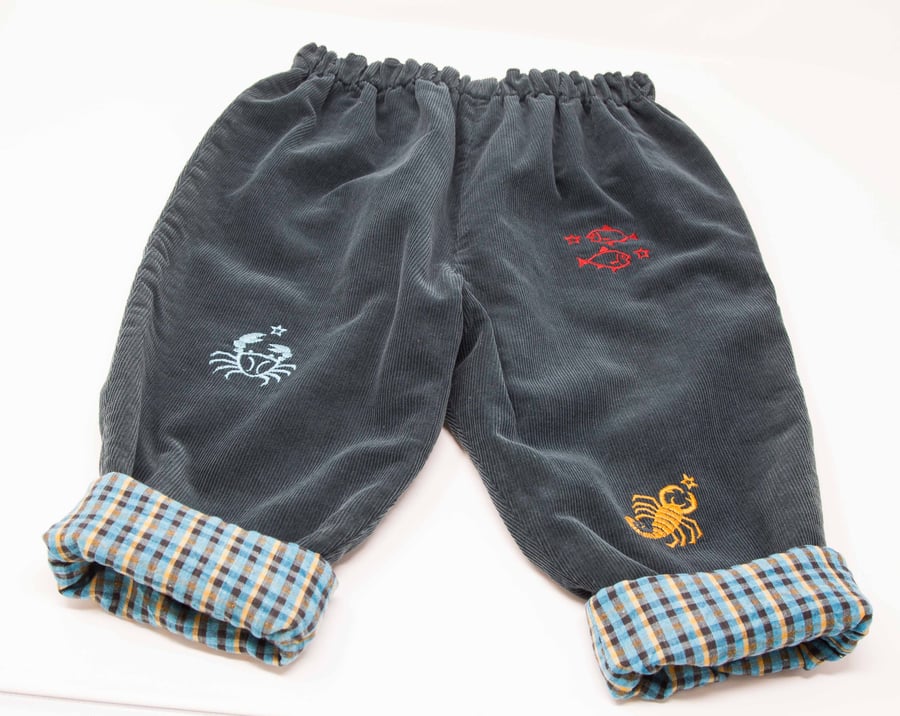 Zodiac Pants! Dark Green Cord Trousers 1 - 2 Years