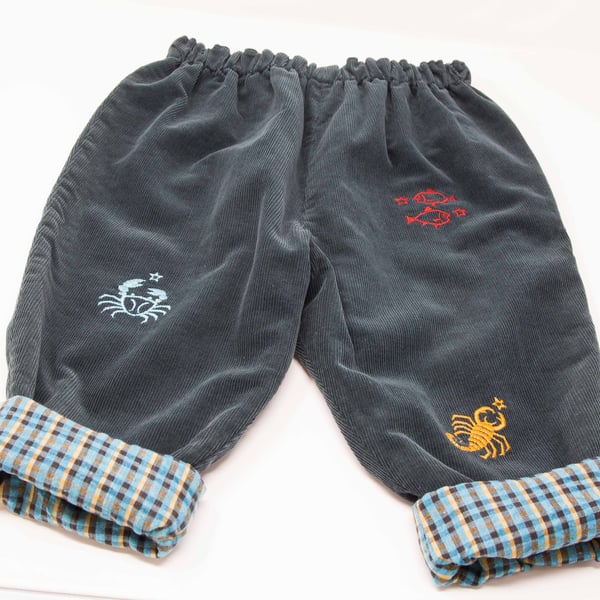 Zodiac Pants! Dark Green Cord Trousers 1 - 2 Years