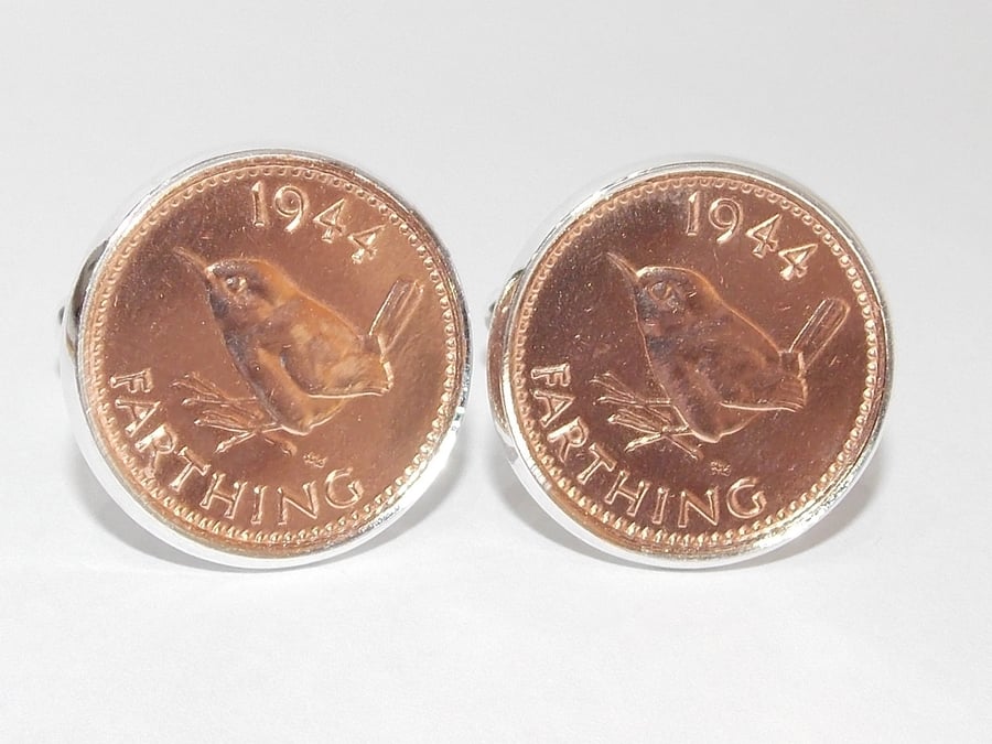 75th Birthday 1946 Gift Farthing Coin Cufflinks,Two tone design, 75th 