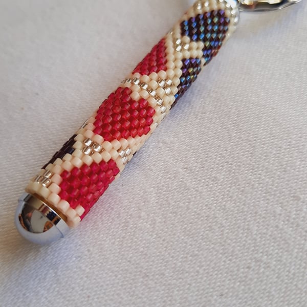 Beadwork Keyring with a Love Heart Design