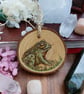 Frog pyrography log slice ornament  - Image 2