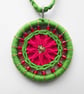 Christmas Decoration, Dorset Button, Green, Red, Gold, Red Beads, Handmade - Image 3