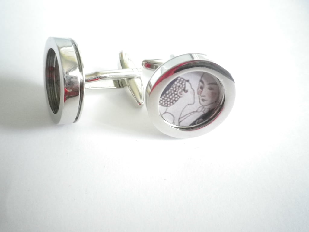 1920s Dancing Couple cuff links, fee shipping, gift wrapped, lovely image, 1234