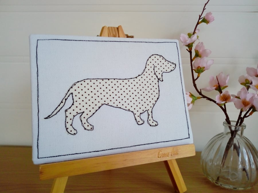Dachshund Textile Art