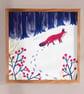 Fox in Winter Snow Art Print: Wildlife Illustration on Recycled Paper