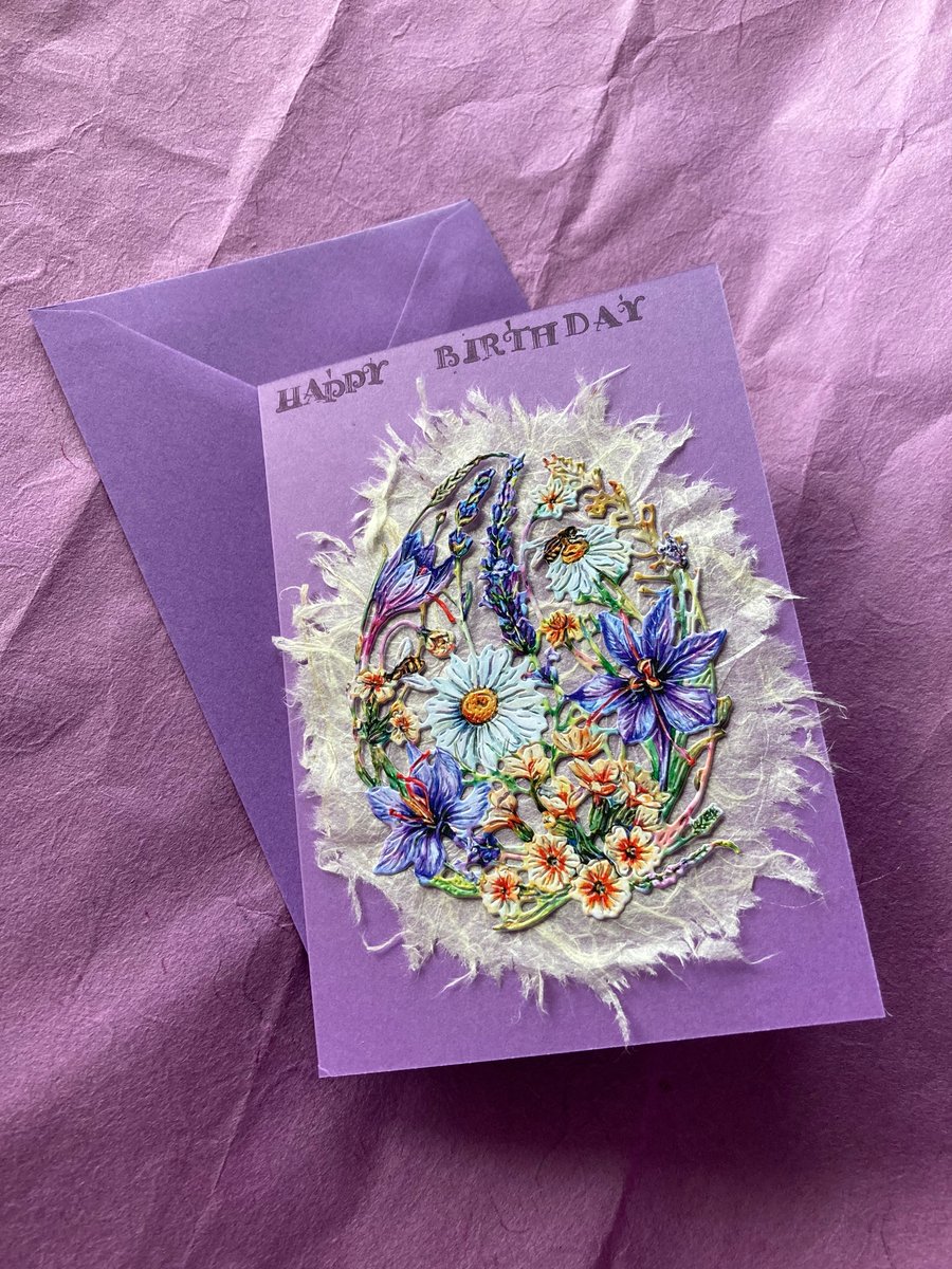 Purple floral birthday card