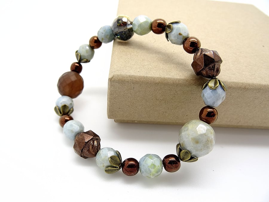 SALE Vintage Style Czech Glass Bead Bracelet