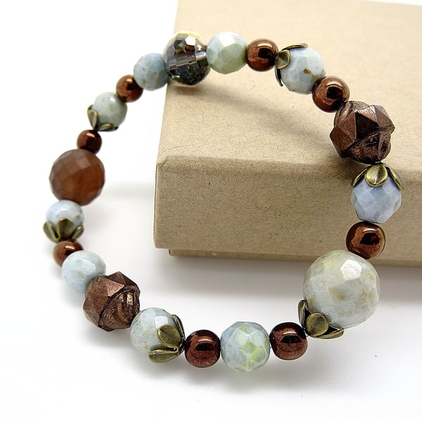 SALE Vintage Style Czech Glass Bead Bracelet