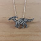 Sterling Silver Parasaurolophus Fossil Necklace (SKU201025)