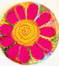 Badge 45mm Multicoloured Flower Textile Badge  - Image 1