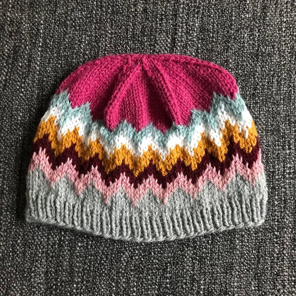 Nordic beanie hat, handknitted, child