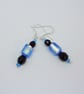 Lampwork turquoise dichroic & black glass drop earrings - Image 4