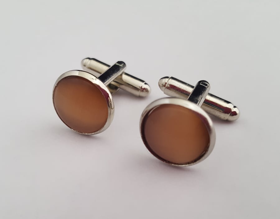 Pale orange gemstone cufflinks