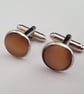 Pale orange gemstone cufflinks - Image 1