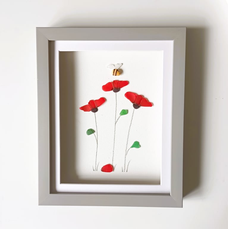 Sea Glass Poppies, Floral Wall Decor, Gifts for Her