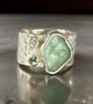 Silver Ring With Sea Glass Diamond And Green Sapphire - Image 2