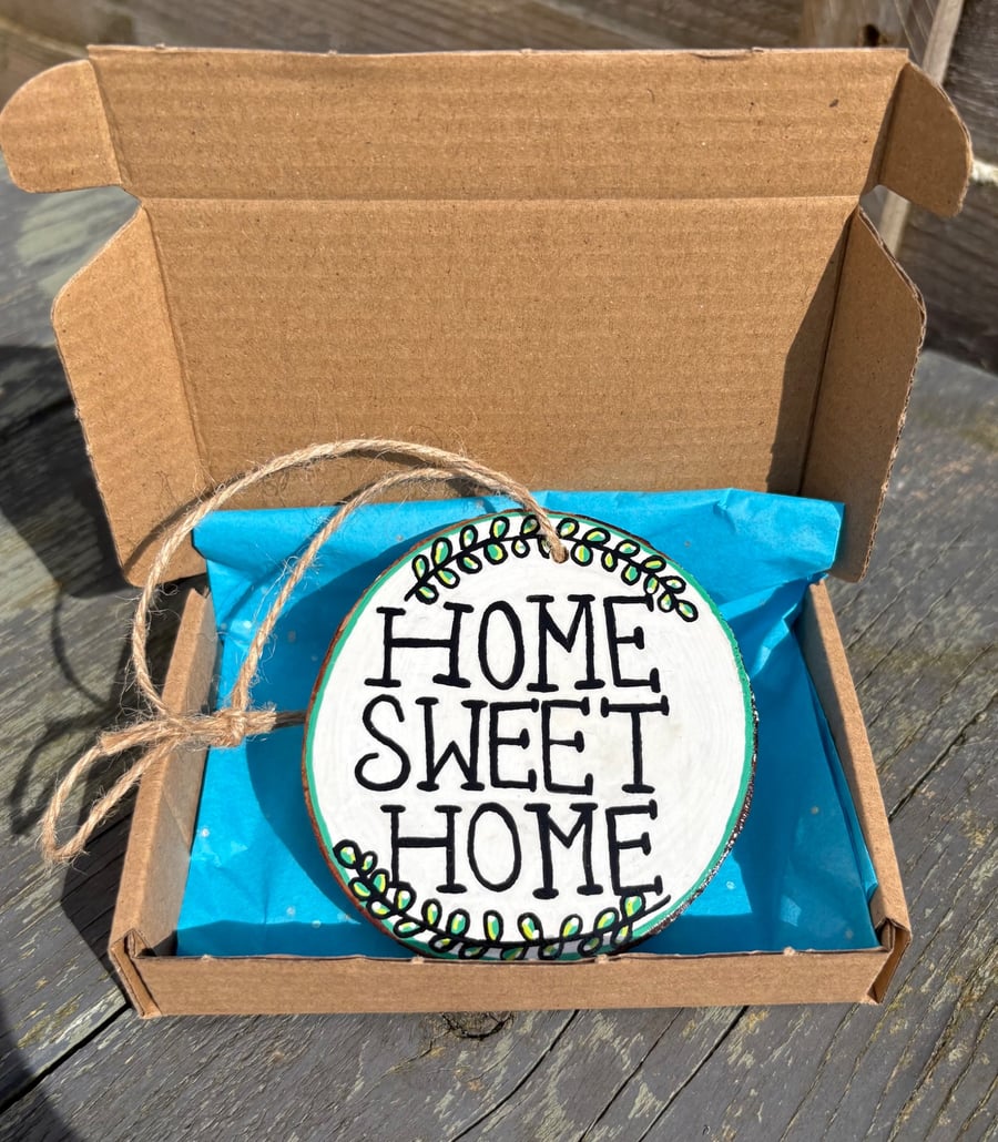 Home Sweet Home Wood Slice Hanging Ornament