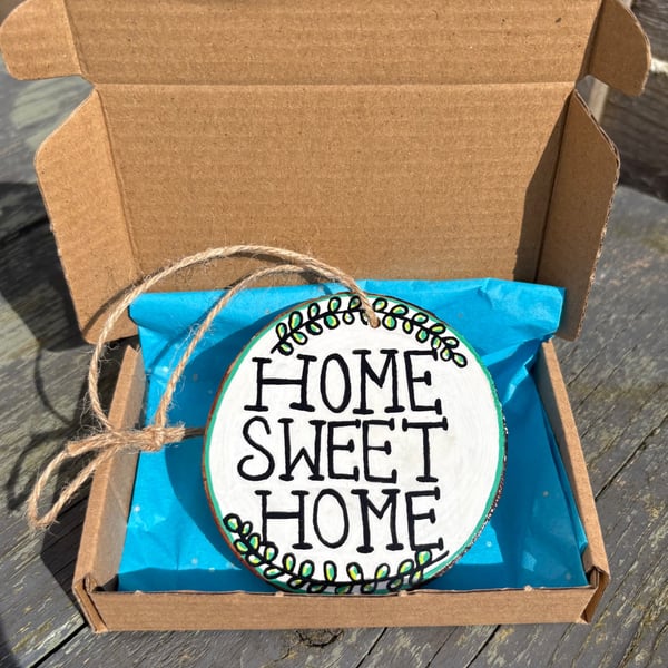 Home Sweet Home Wood Slice Hanging Ornament