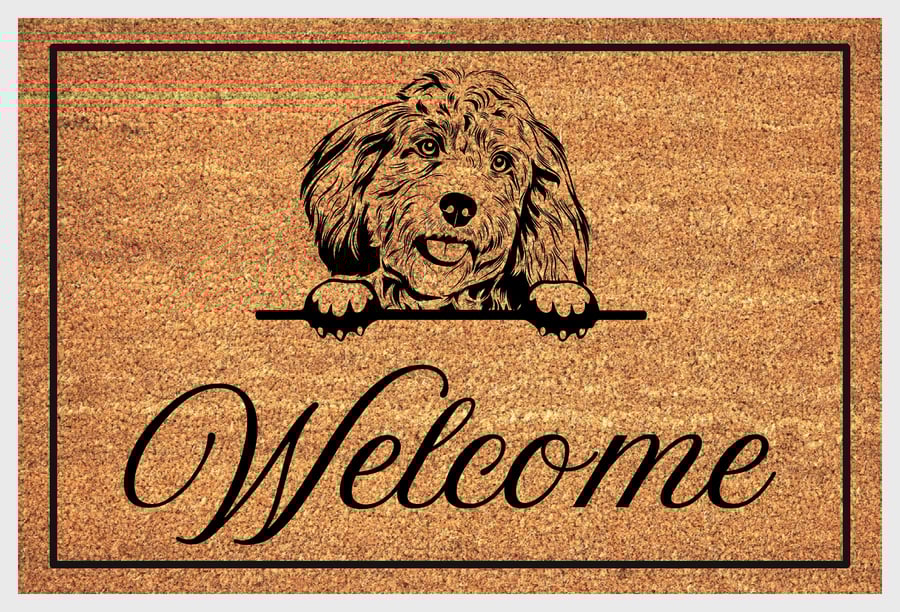 Cockapoo Door Mat - Personalised Cockapoo Welcome Mat - 3 Sizes
