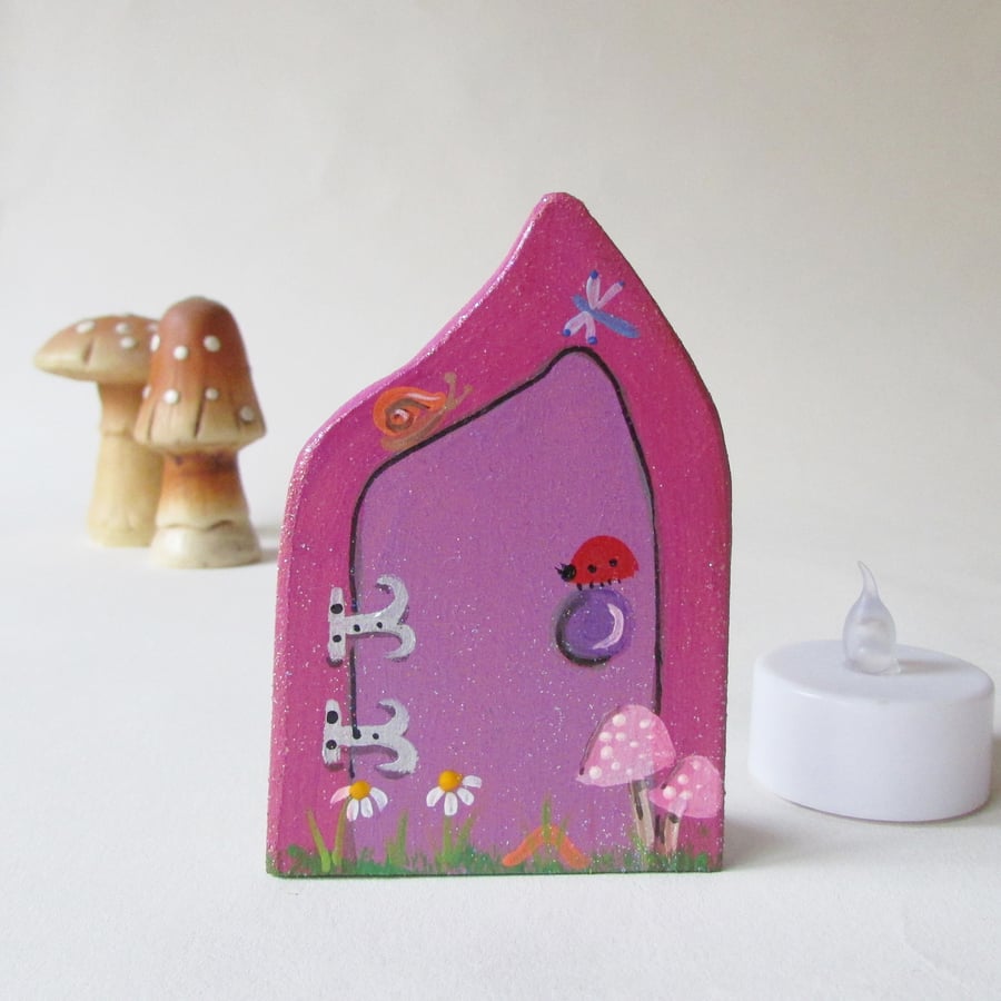 Small Fairy Door, Pink, for Nursery or Playroom, Whimsical Fairytale