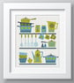 186C - Retro Kitchen Coffee Pot, Cups, Pots & Pans - Cool - Cross Stitch Pattern - Image 3
