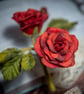 Carmine Garden Rose in Terracotta - Deep Red Felt Bloom - Image 6