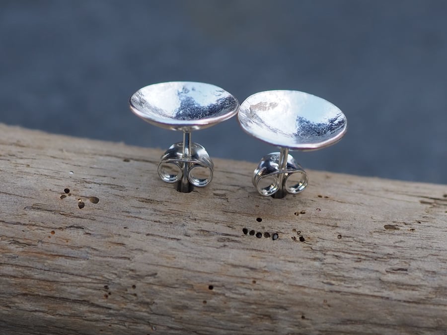 Large Sterling Silver Stud Earrings 14mm diameter