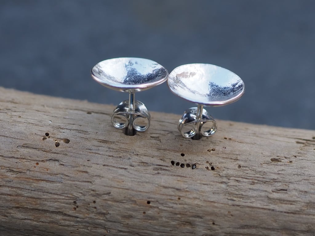 Large Sterling Silver Stud Earrings 14mm diameter