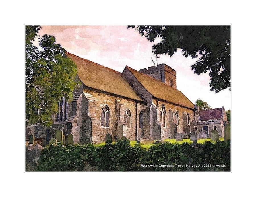 ACEO - 'Aylesford Church, Kent, England', Open Edition ACEO Print, ATC