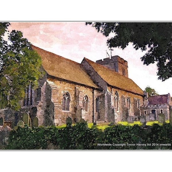 ACEO - 'Aylesford Church, Kent, England', Open Edition ACEO Print, ATC