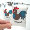 freehand embroidered cockerel lavender bag sachet hanging decoration 