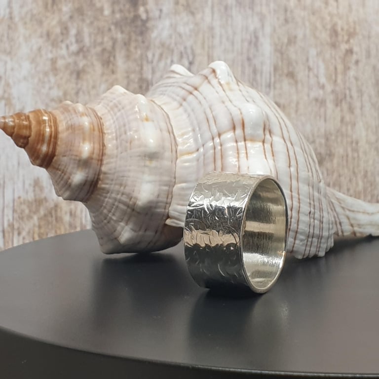 Sterling Silver 925 Textured Chunky Ring Full Hallmark