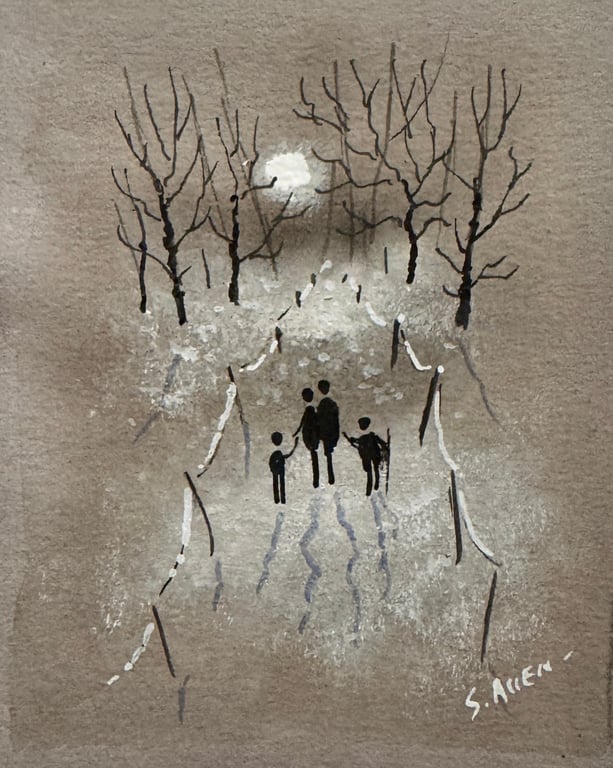 Original Aceo Painting ‘ Family  Day  ‘ by Stephen Allen 